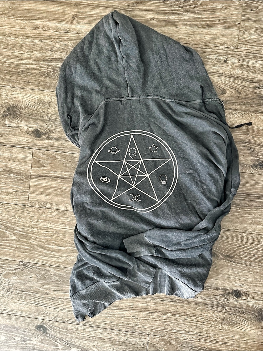 Wildfox Rare Lucky Charms Charcoal Gray Regan Zip Up Hoodie - Picture 4 of 5